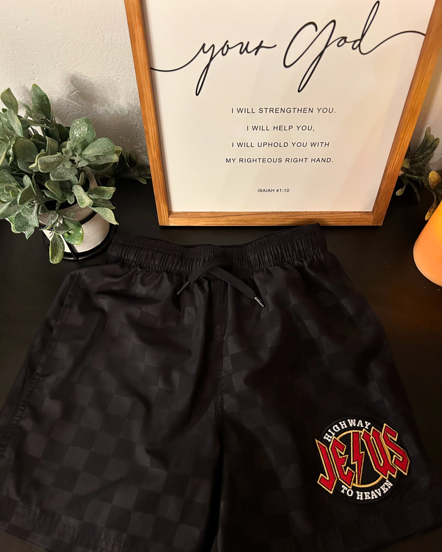UPCYCLED HIGHWAY TO JESUS SHORTS